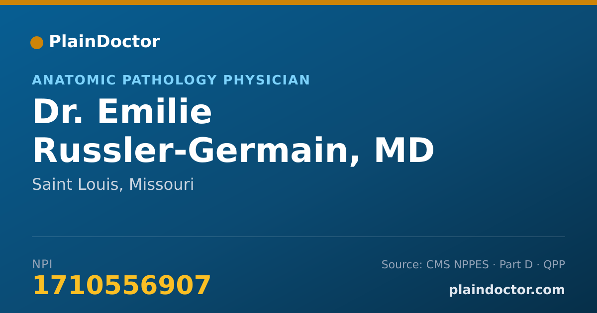 Shareable card for Emilie Russler-Germain, MD - Anatomic Pathology Physician, Saint Louis, MO