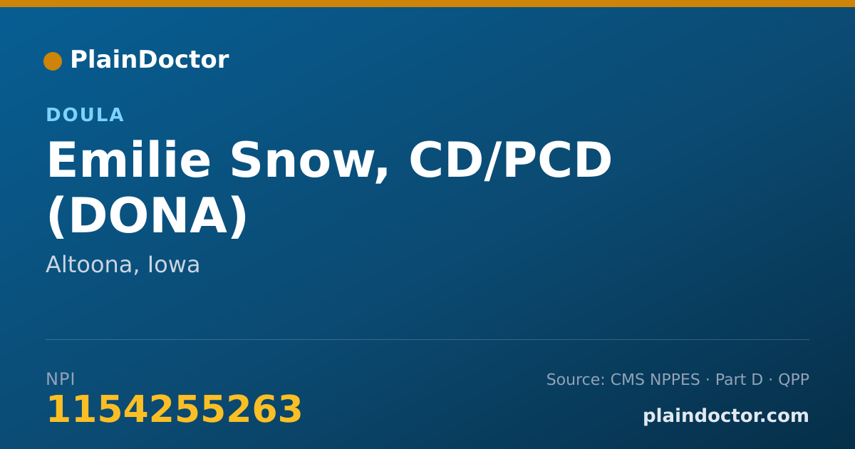 Shareable card for Emilie Snow, CD/PCD (DONA) - Doula, Altoona, IA
