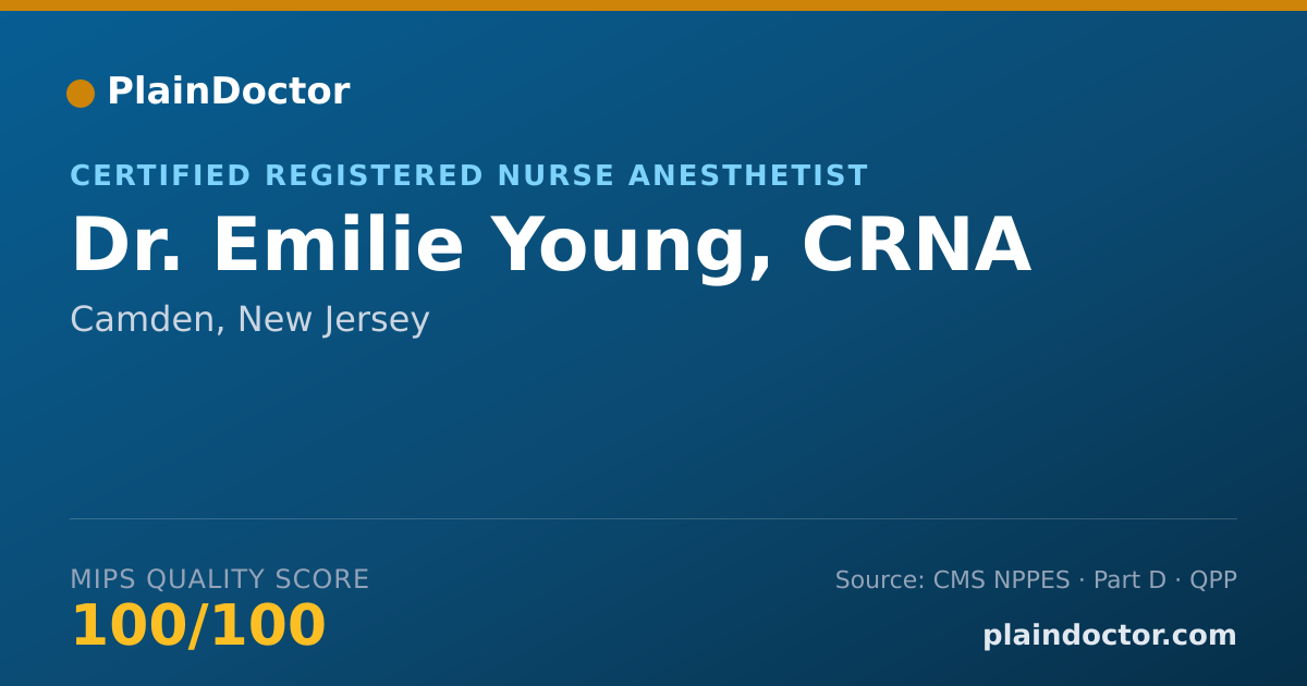 Shareable card for Emilie Young, CRNA - Certified Registered Nurse Anesthetist, Camden, NJ