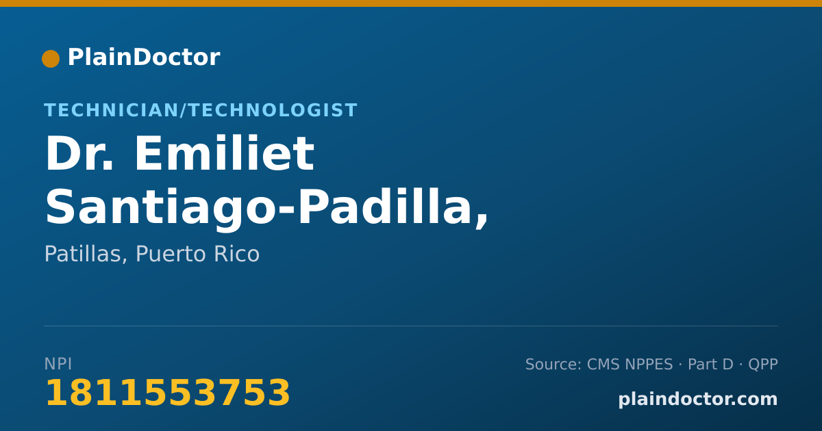 Shareable card for Emiliet Santiago-Padilla, MEDICAL TECHNOLOGIST - Technician/Technologist, Patillas, PR
