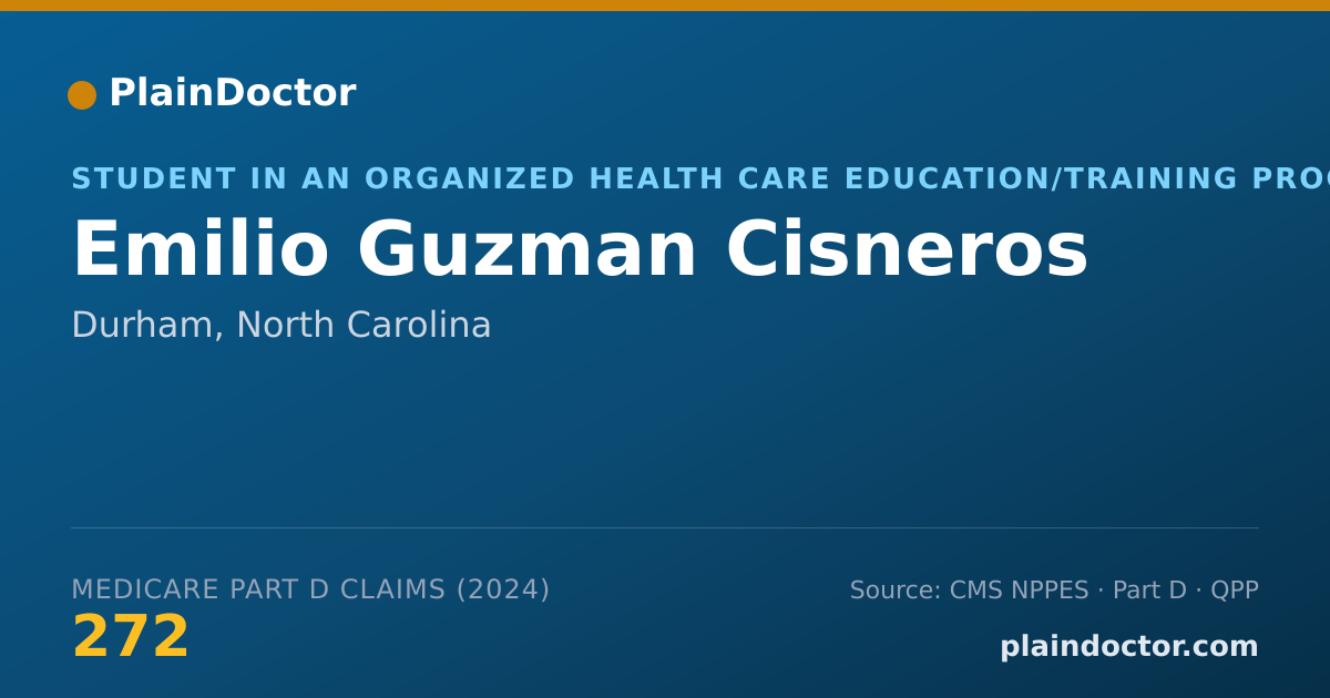Shareable card for Emilio Guzman Cisneros - Student in an Organized Health Care Education/Training Program, Durham, NC