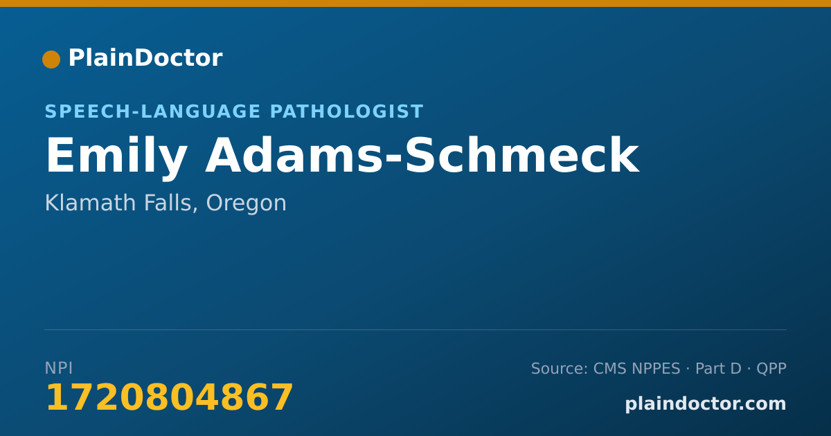 Shareable card for Emily Adams-Schmeck - Speech-Language Pathologist, Klamath Falls, OR