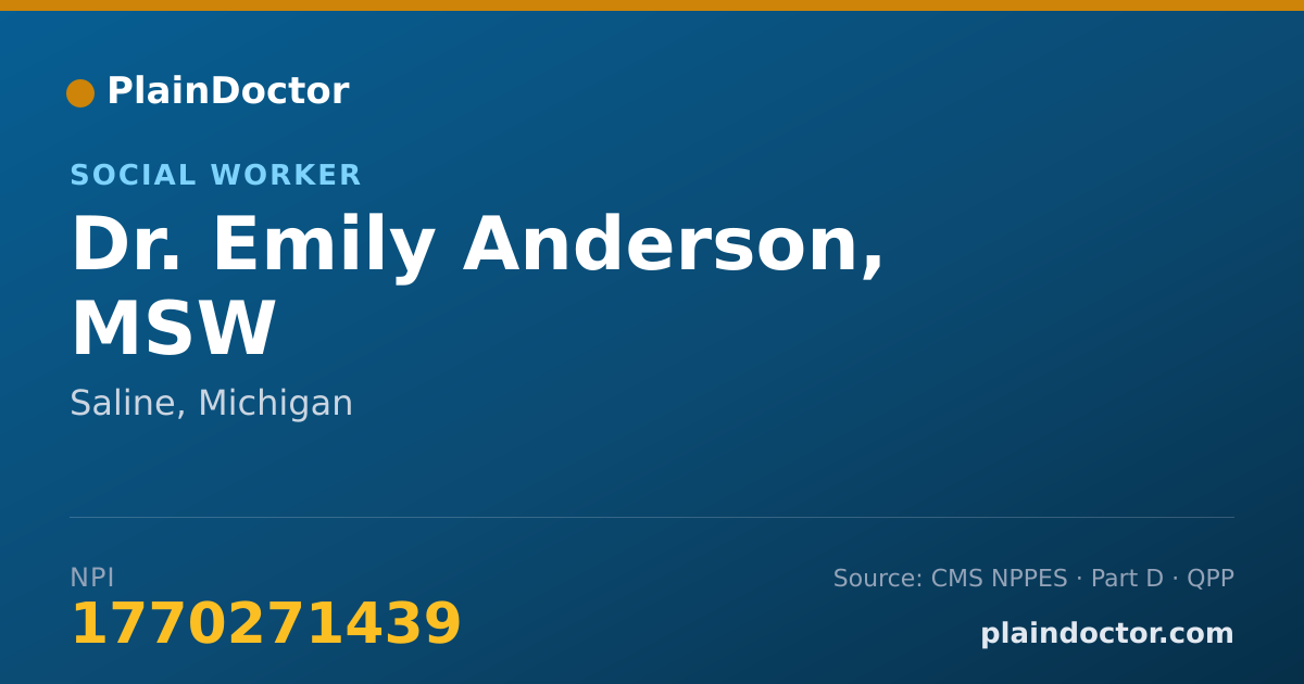 Shareable card for Emily Anderson, MSW - Social Worker, Saline, MI