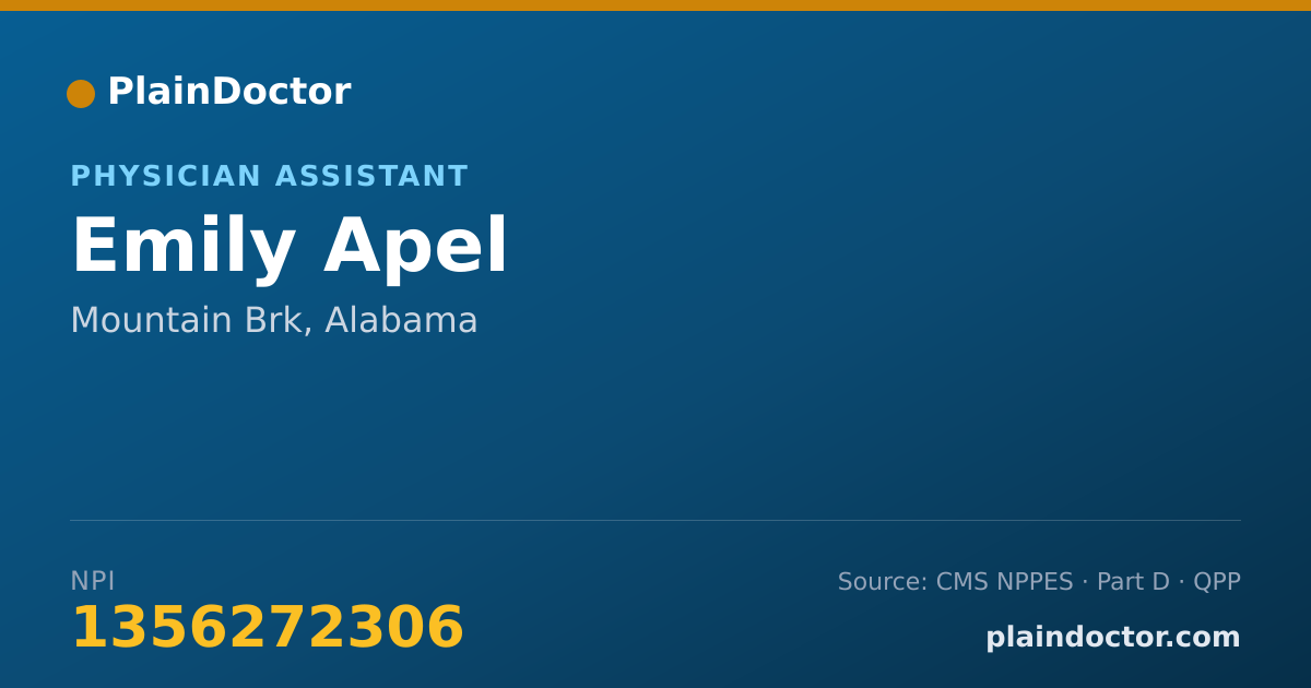 Shareable card for Emily Apel - Physician Assistant, Mountain Brk, AL