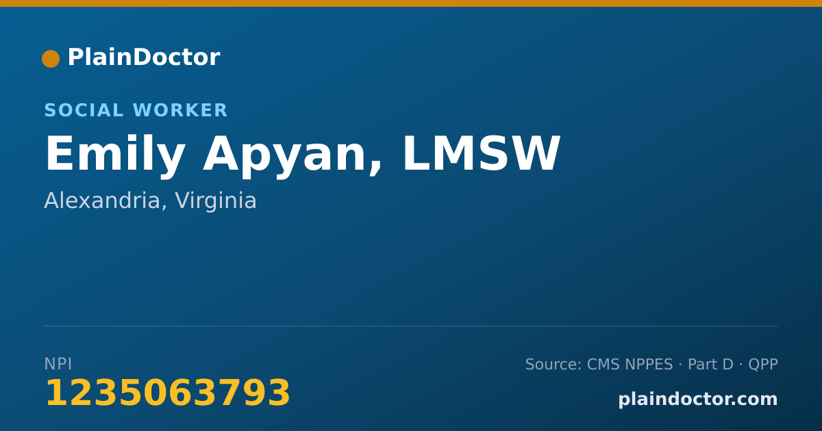 Shareable card for Emily Apyan, LMSW - Social Worker, Alexandria, VA