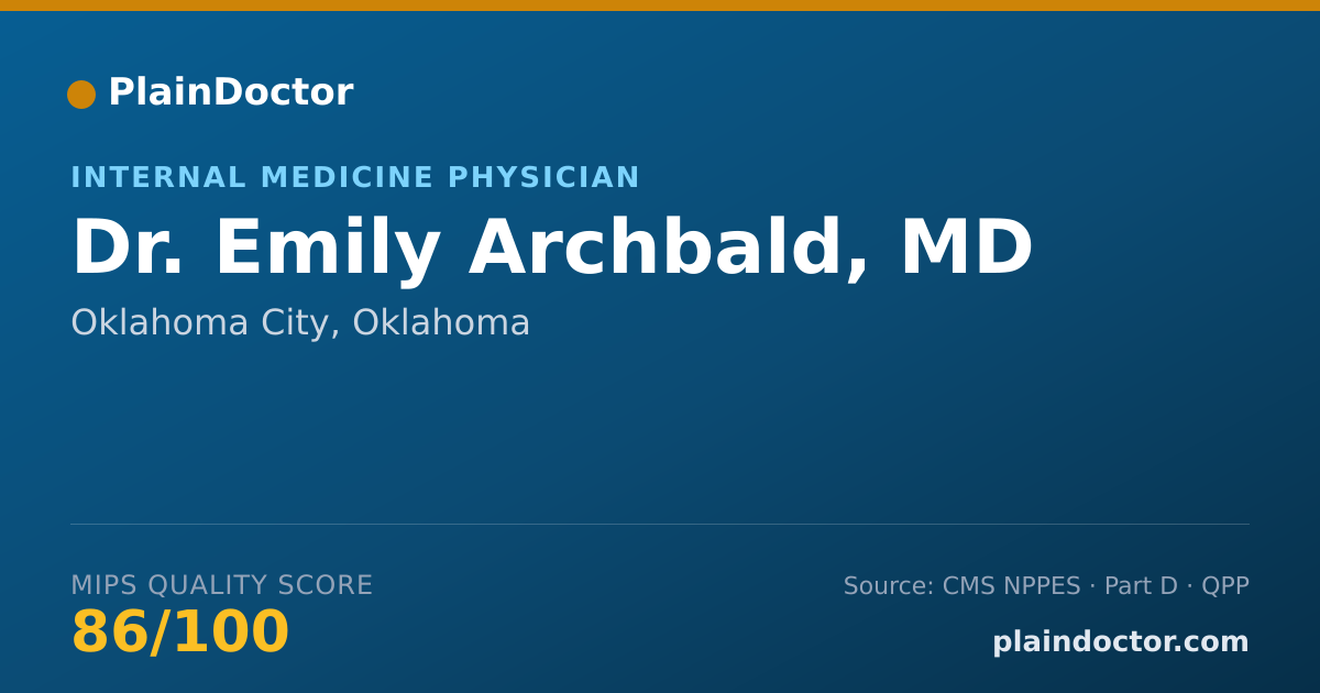 Shareable card for Emily Archbald, MD - Internal Medicine Physician, Oklahoma City, OK
