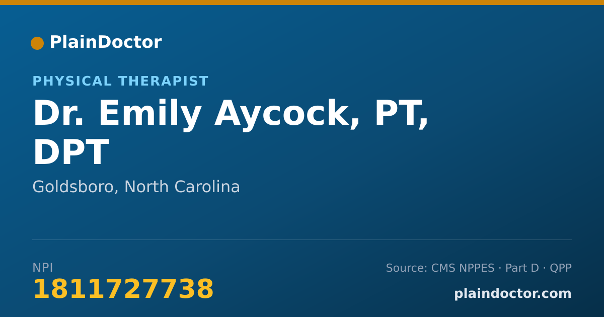 Shareable card for Emily Aycock, PT, DPT - Physical Therapist, Goldsboro, NC