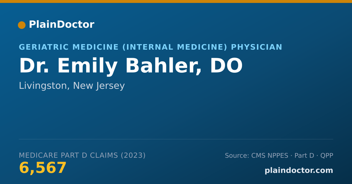 Shareable card for Emily Bahler, DO - Geriatric Medicine (Internal Medicine) Physician, Livingston, NJ