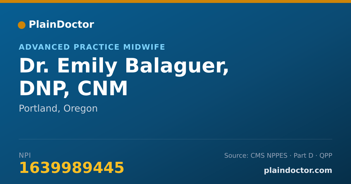 Shareable card for Emily Balaguer, DNP, CNM - Advanced Practice Midwife, Portland, OR