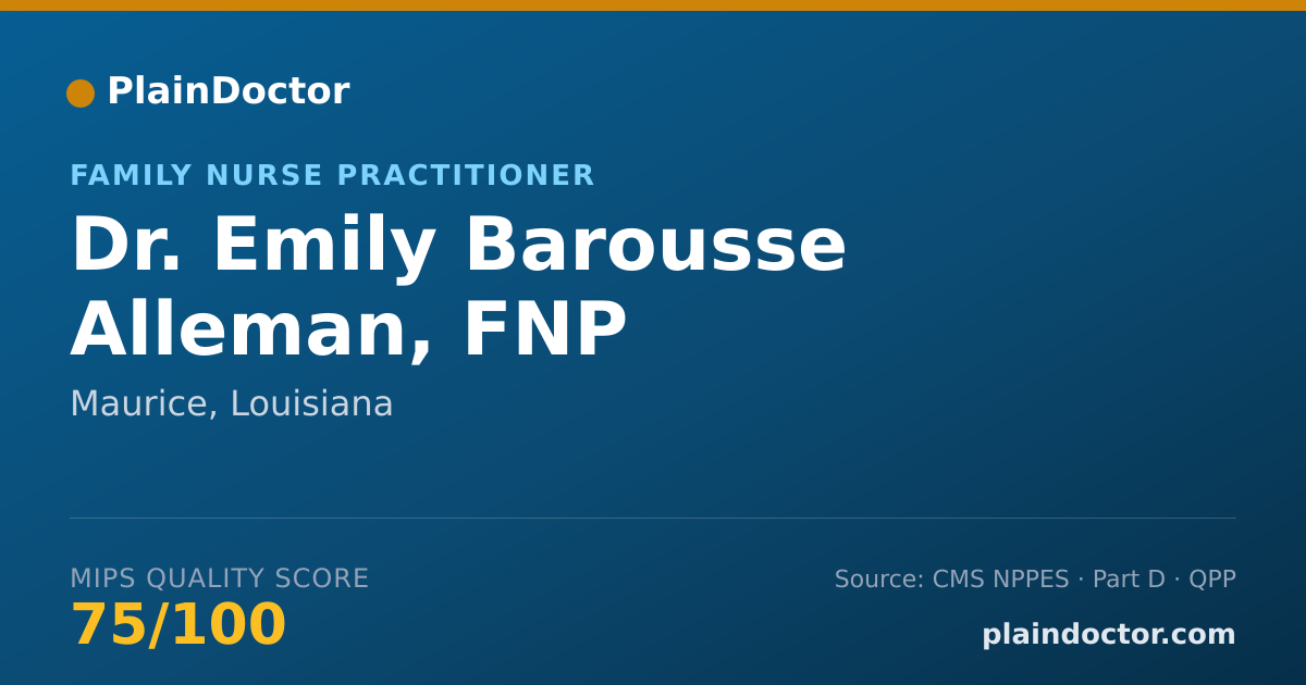 Shareable card for Emily Barousse Alleman, FNP - Family Nurse Practitioner, Maurice, LA