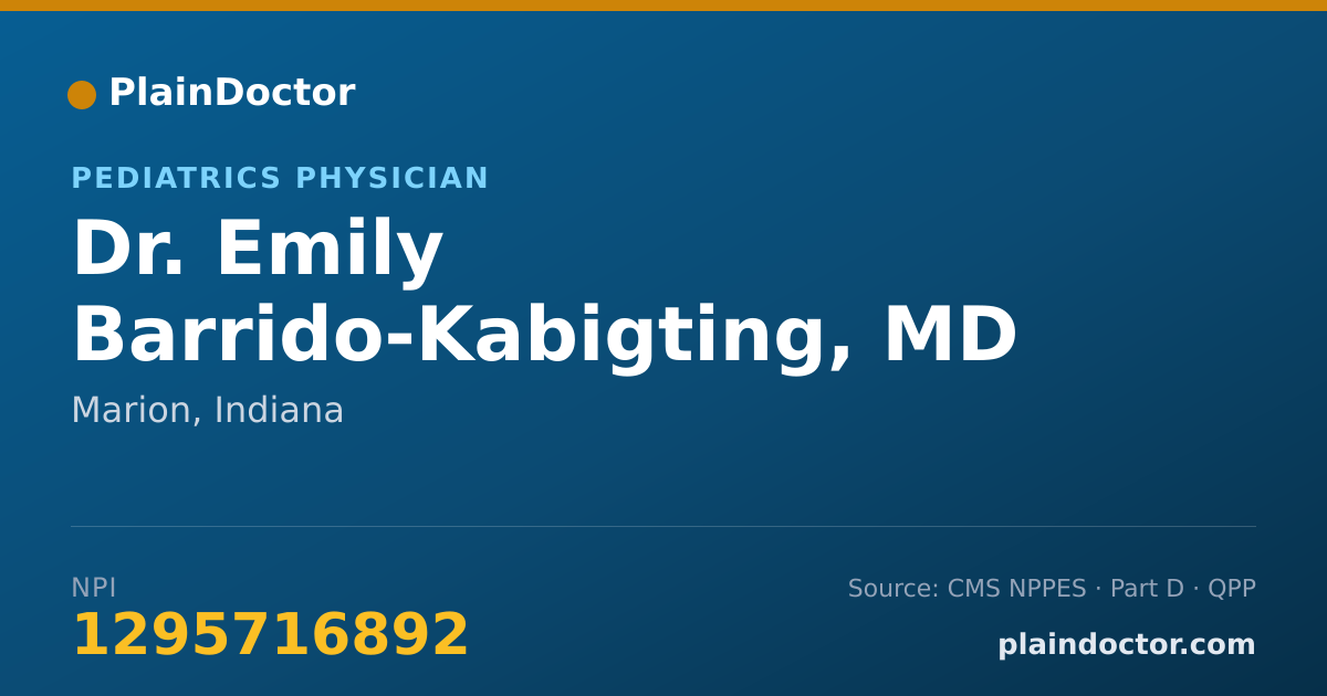 Shareable card for Emily Barrido-Kabigting, MD - Pediatrics Physician, Marion, IN