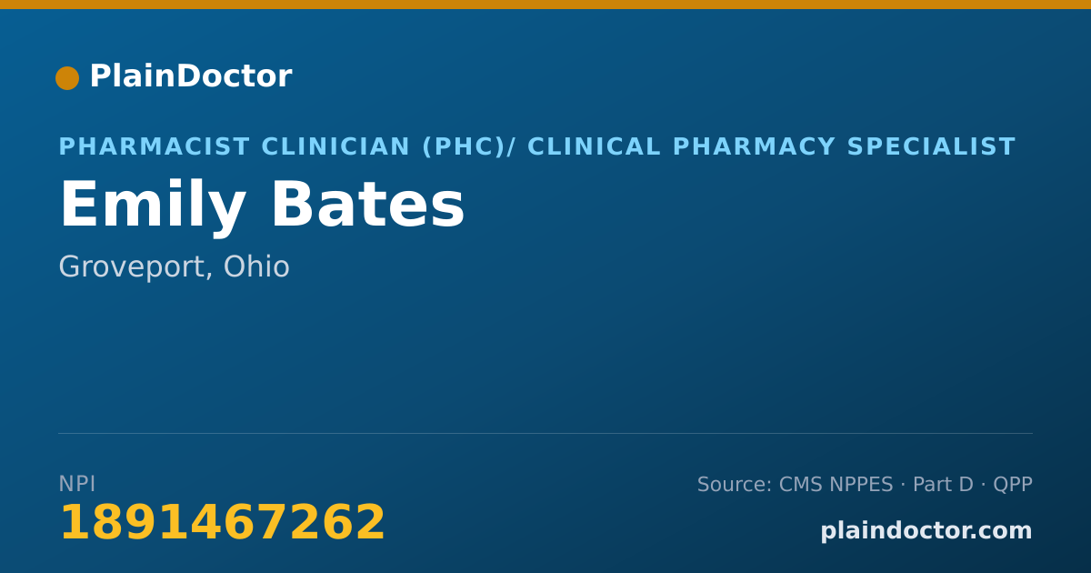 Shareable card for Emily Bates - Pharmacist Clinician (PhC)/ Clinical Pharmacy Specialist, Groveport, OH