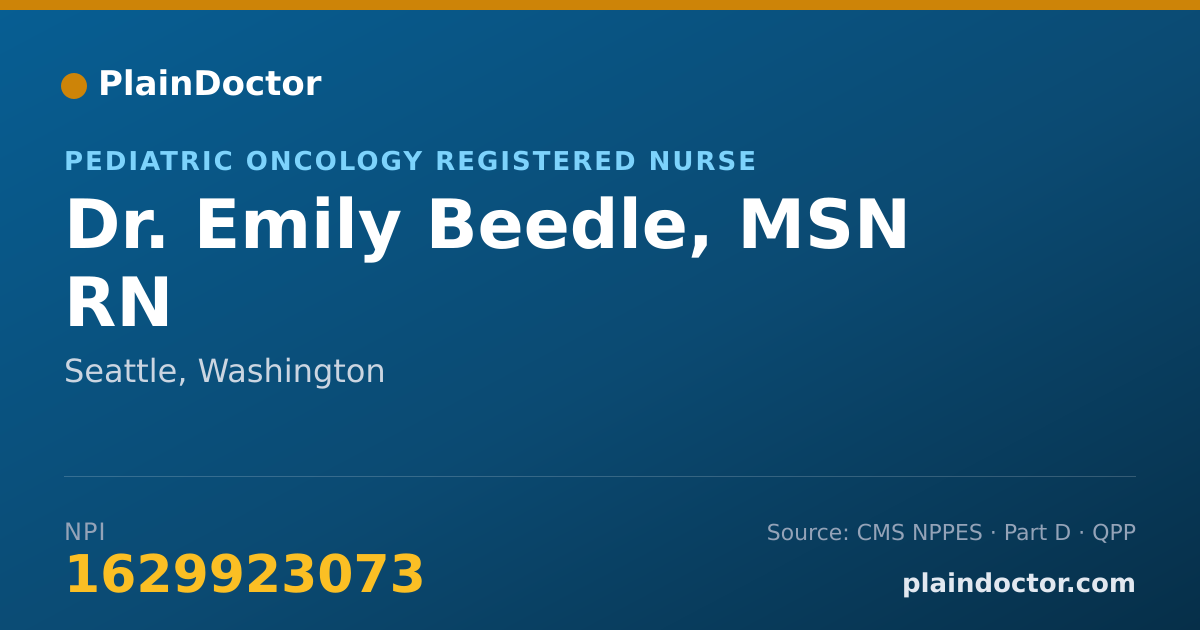 Shareable card for Emily Beedle, MSN RN - Pediatric Oncology Registered Nurse, Seattle, WA