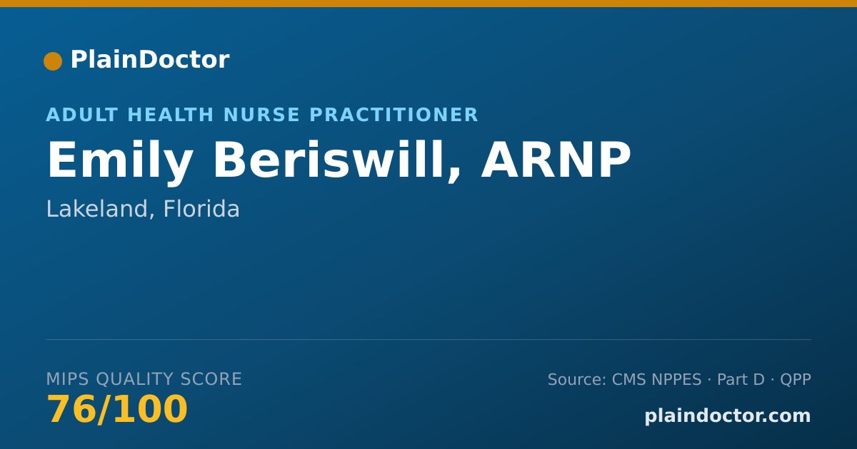 Shareable card for Emily Beriswill, ARNP - Adult Health Nurse Practitioner, Lakeland, FL