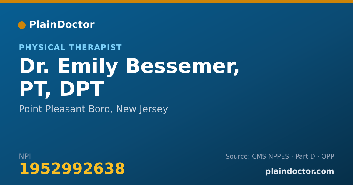 Shareable card for Emily Bessemer, PT, DPT - Physical Therapist, Point Pleasant Boro, NJ