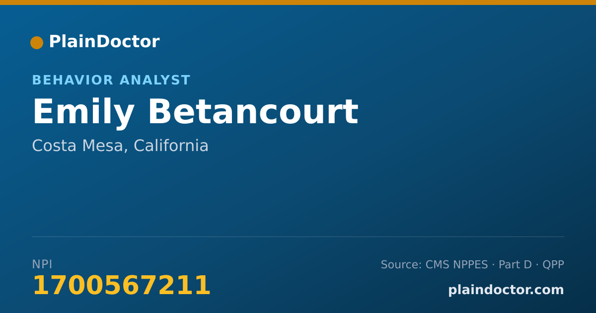 Shareable card for Emily Betancourt - Behavior Analyst, Costa Mesa, CA