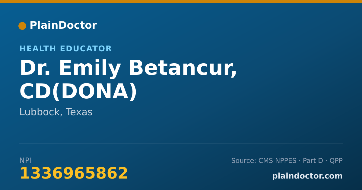 Shareable card for Emily Betancur, CD(DONA) - Health Educator, Lubbock, TX