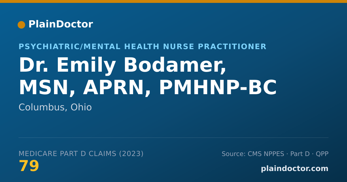 Shareable card for Emily Bodamer, MSN, APRN, PMHNP-BC - Psychiatric/Mental Health Nurse Practitioner, Columbus, OH