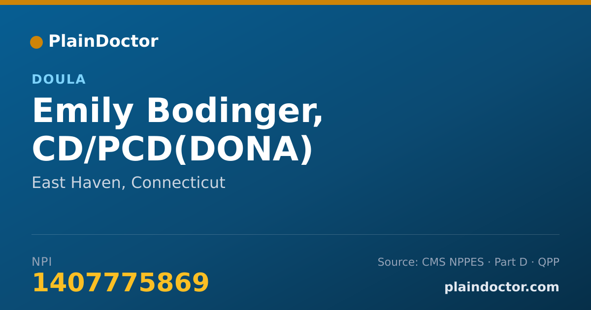 Shareable card for Emily Bodinger, CD/PCD(DONA) - Doula, East Haven, CT