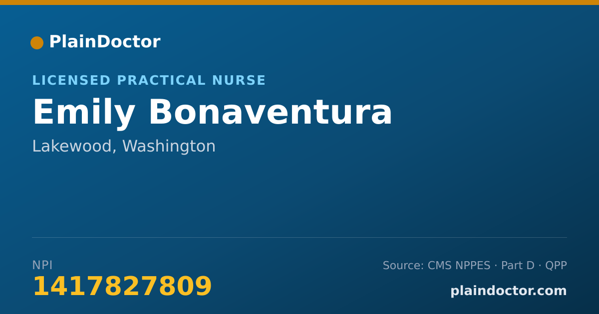 Shareable card for Emily Bonaventura - Licensed Practical Nurse, Lakewood, WA