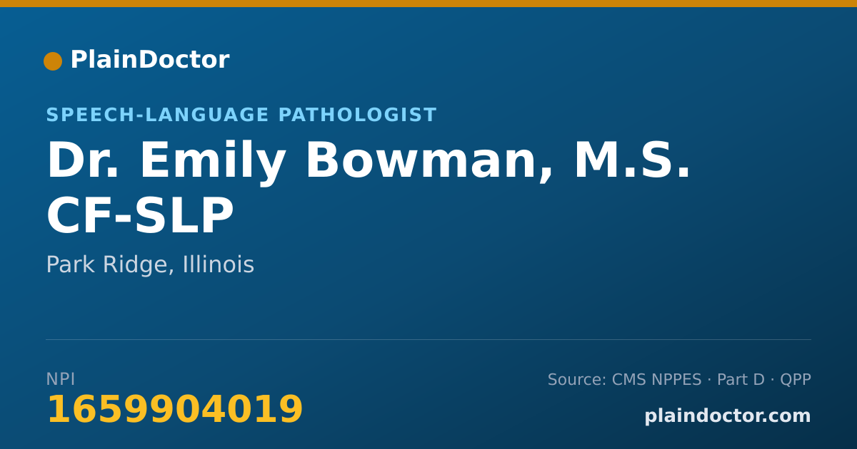 Shareable card for Emily Bowman, M.S. CF-SLP - Speech-Language Pathologist, Park Ridge, IL