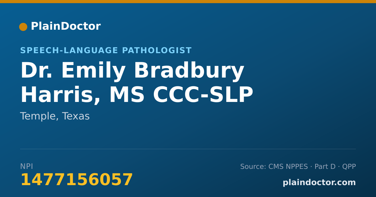 Shareable card for Emily Bradbury Harris, MS CCC-SLP - Speech-Language Pathologist, Temple, TX
