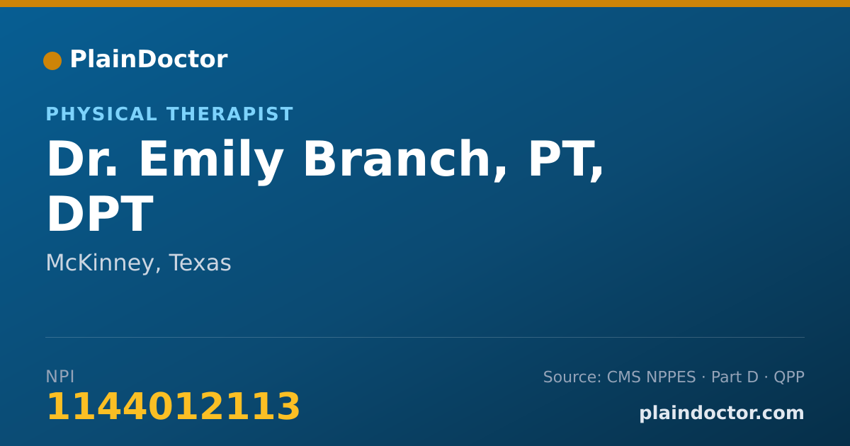 Shareable card for Emily Branch, PT, DPT - Physical Therapist, McKinney, TX