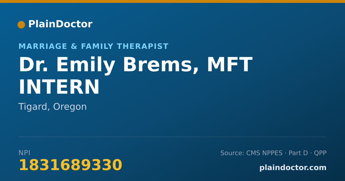 Shareable card for Emily Brems, MFT INTERN - Marriage & Family Therapist, Tigard, OR