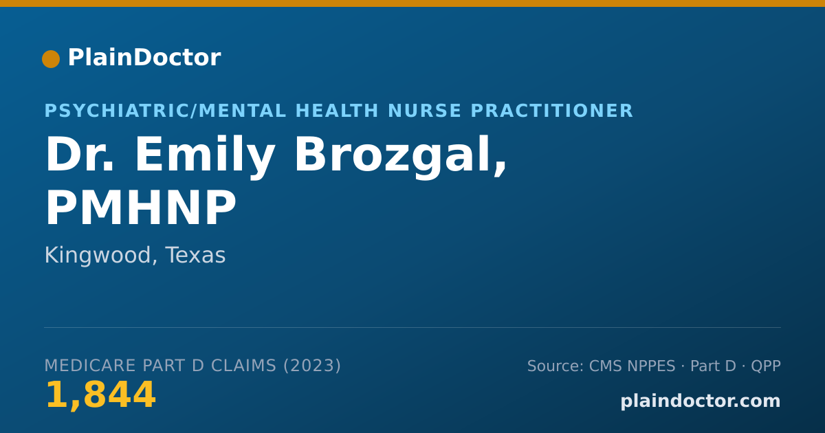 Shareable card for Emily Brozgal, PMHNP - Psychiatric/Mental Health Nurse Practitioner, Kingwood, TX