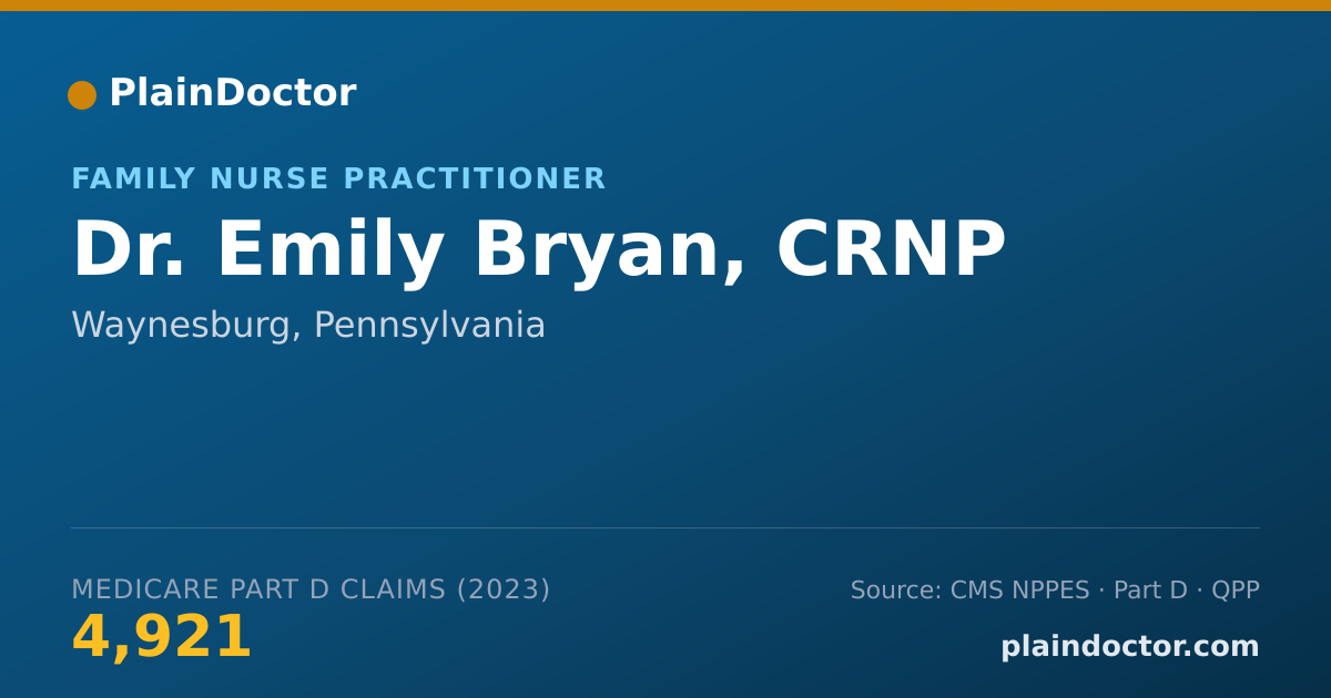 Shareable card for Emily Bryan, CRNP - Family Nurse Practitioner, Waynesburg, PA