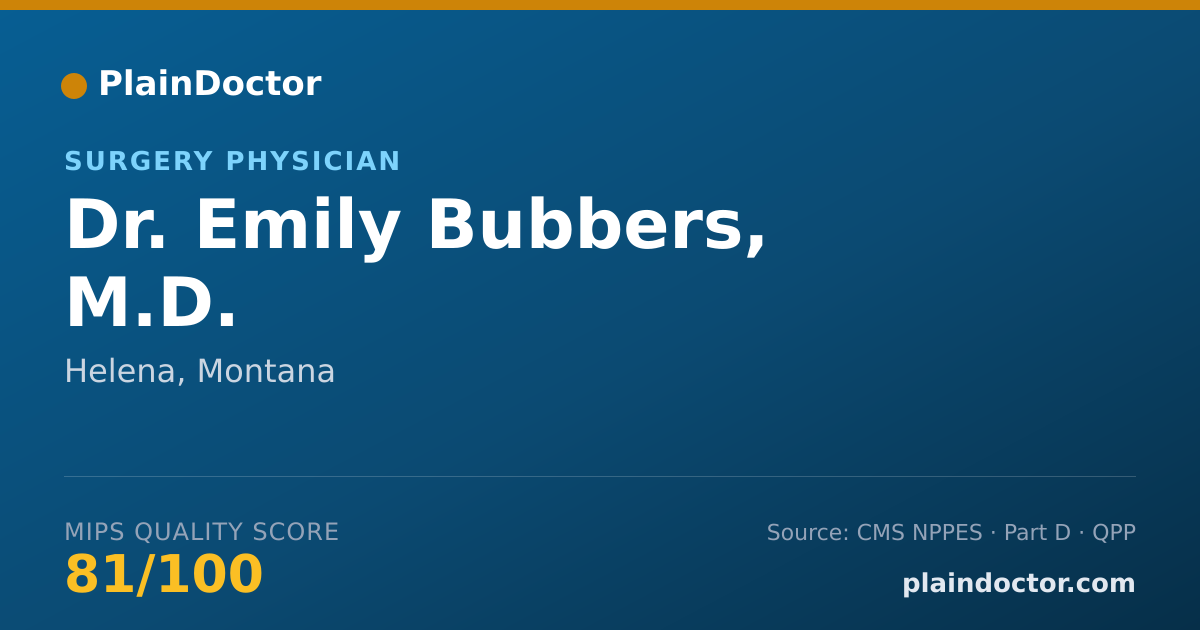 Shareable card for Emily Bubbers, M.D. - Surgery Physician, Helena, MT