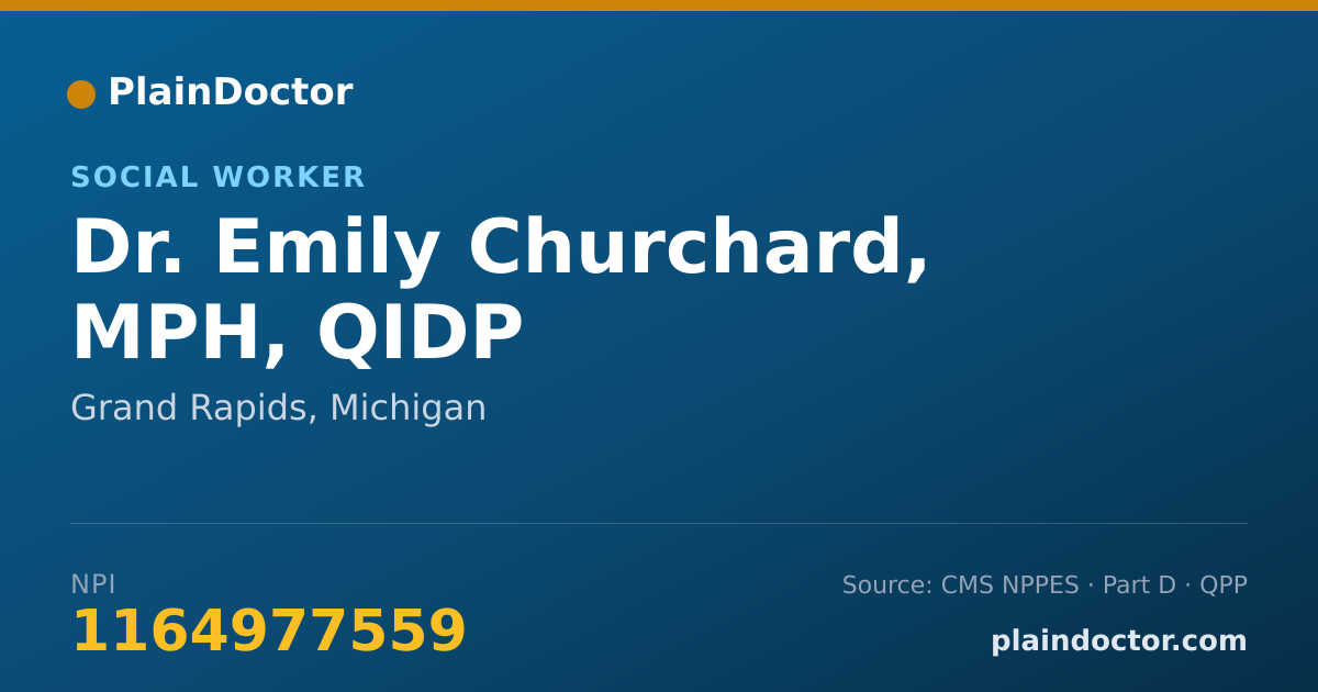 Shareable card for Emily Churchard, MPH, QIDP - Social Worker, Grand Rapids, MI
