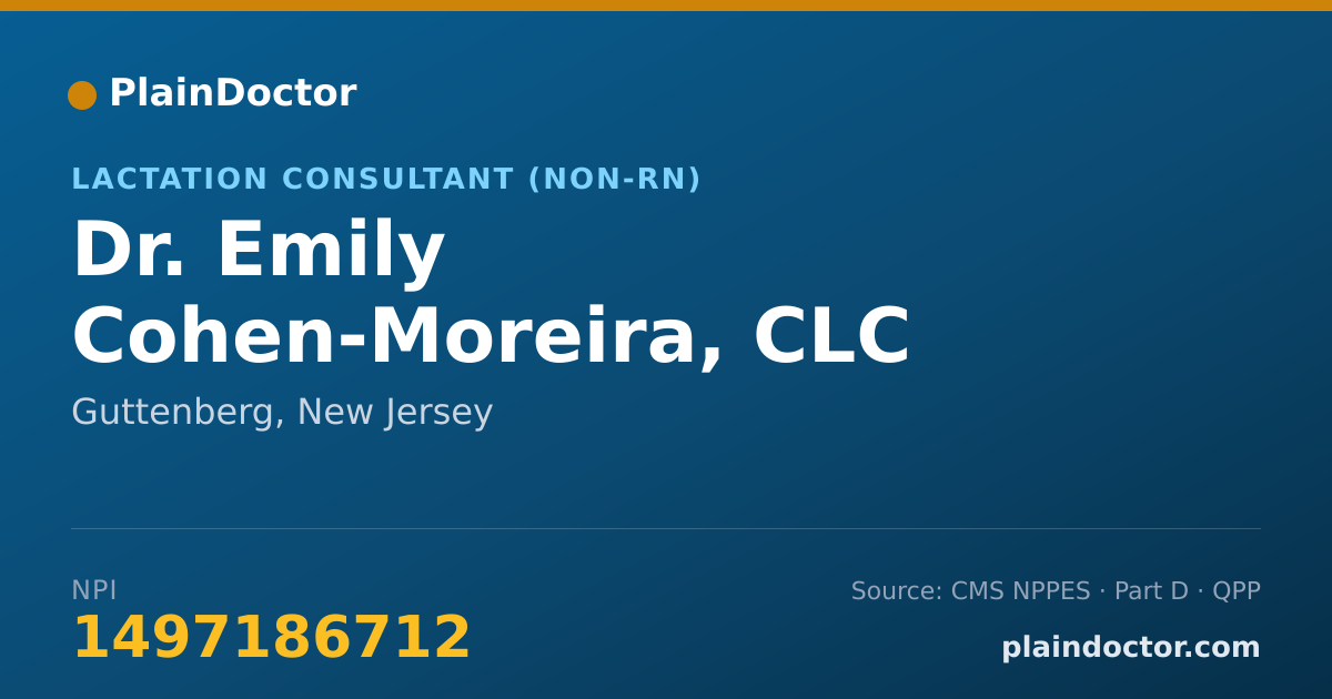 Shareable card for Emily Cohen-Moreira, CLC - Lactation Consultant (Non-RN), Guttenberg, NJ