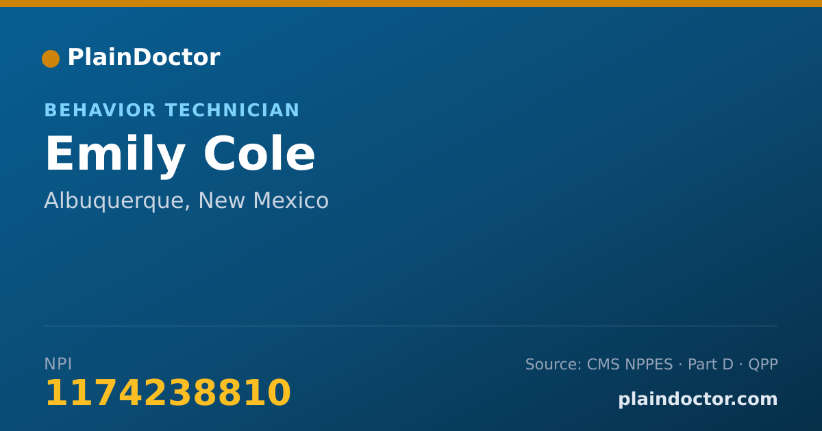 Shareable card for Emily Cole - Behavior Technician, Albuquerque, NM