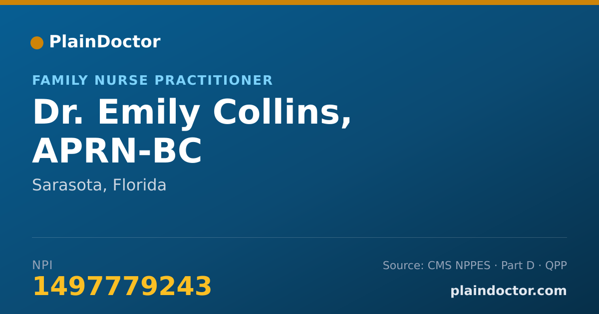 Shareable card for Emily Collins, APRN-BC - Family Nurse Practitioner, Sarasota, FL