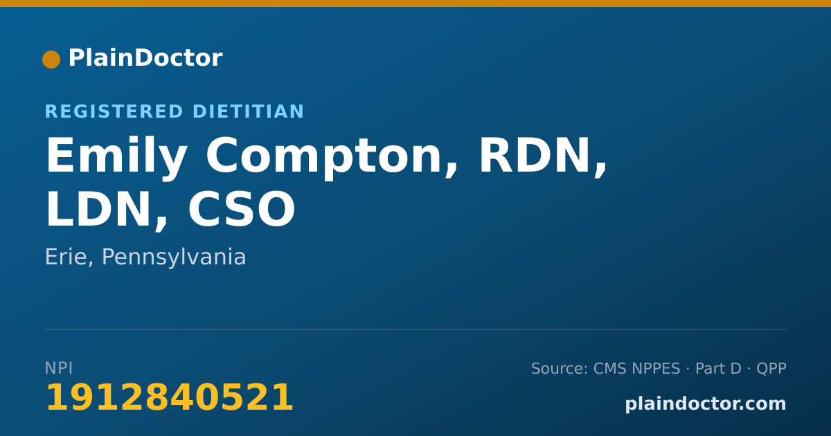 Shareable card for Emily Compton, RDN, LDN, CSO - Registered Dietitian, Erie, PA