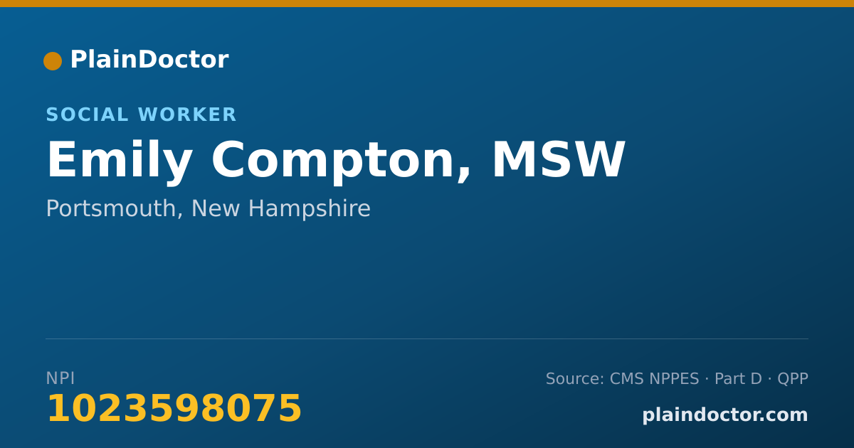 Shareable card for Emily Compton, MSW - Social Worker, Portsmouth, NH