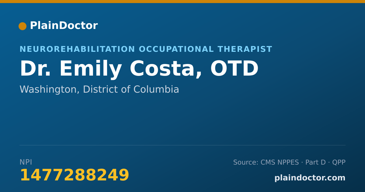 Shareable card for Emily Costa, OTD - Neurorehabilitation Occupational Therapist, Washington, DC