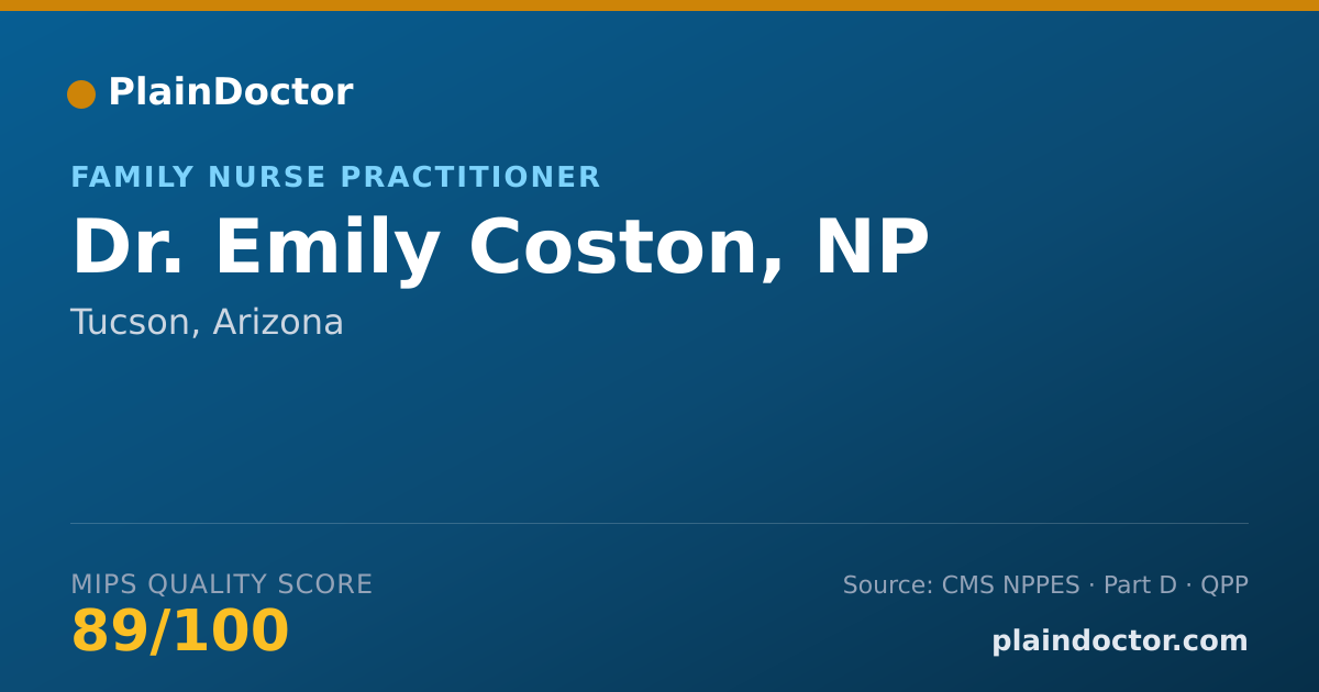 Shareable card for Emily Coston, NP - Family Nurse Practitioner, Tucson, AZ