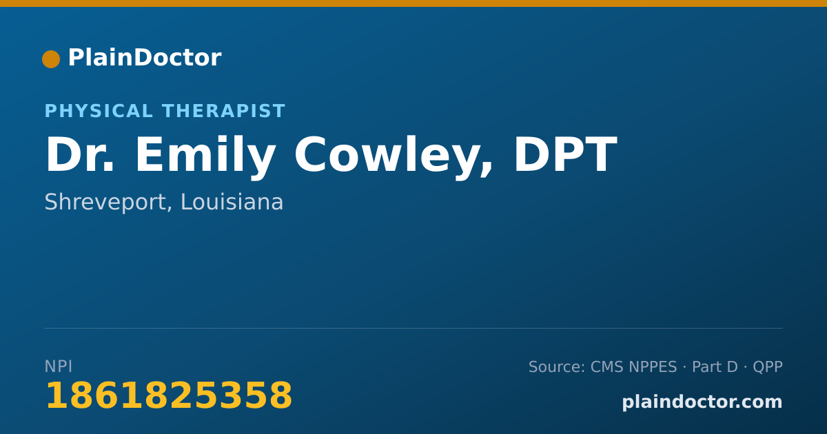 Shareable card for Emily Cowley, DPT - Physical Therapist, Shreveport, LA