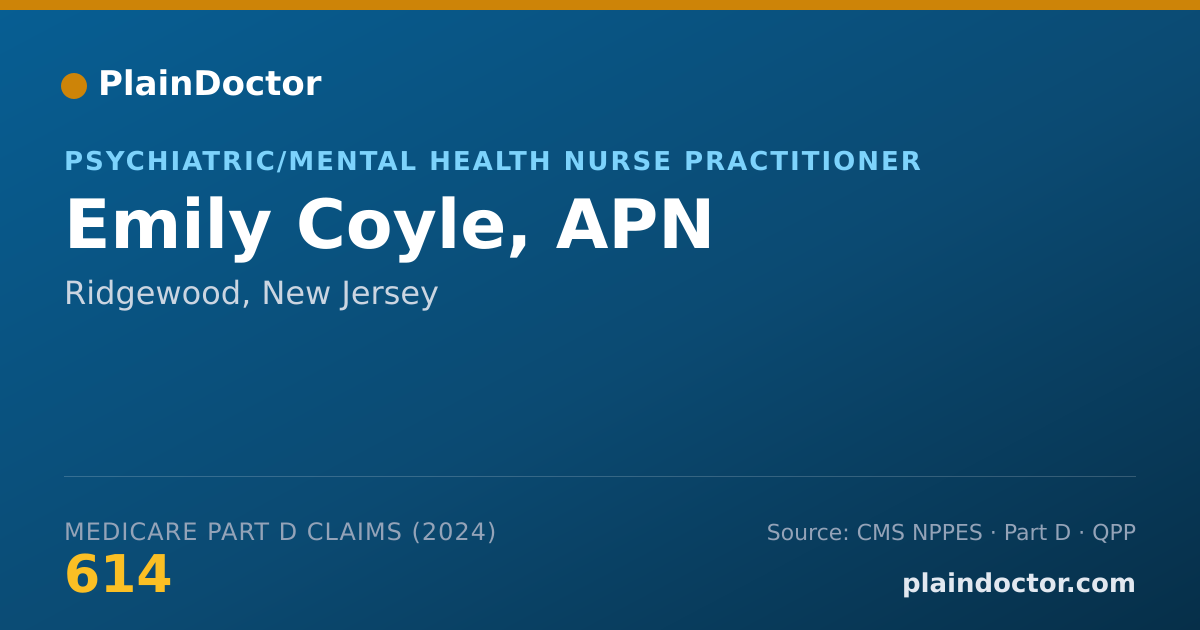 Shareable card for Emily Coyle, APN - Psychiatric/Mental Health Nurse Practitioner, Ridgewood, NJ