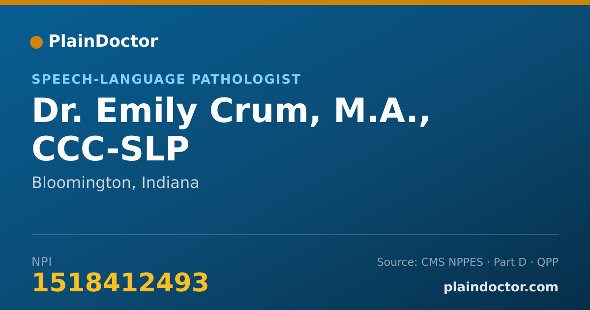 Shareable card for Emily Crum, M.A., CCC-SLP - Speech-Language Pathologist, Bloomington, IN