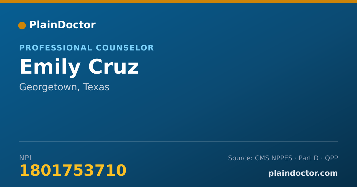 Shareable card for Emily Cruz - Professional Counselor, Georgetown, TX