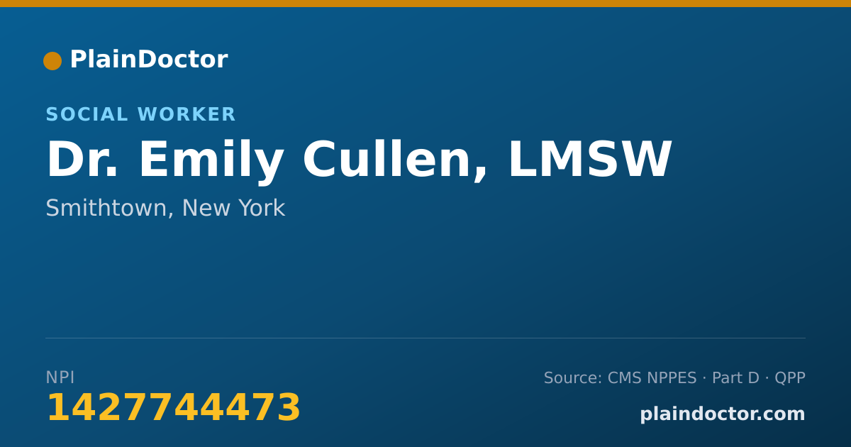 Shareable card for Emily Cullen, LMSW - Social Worker, Smithtown, NY