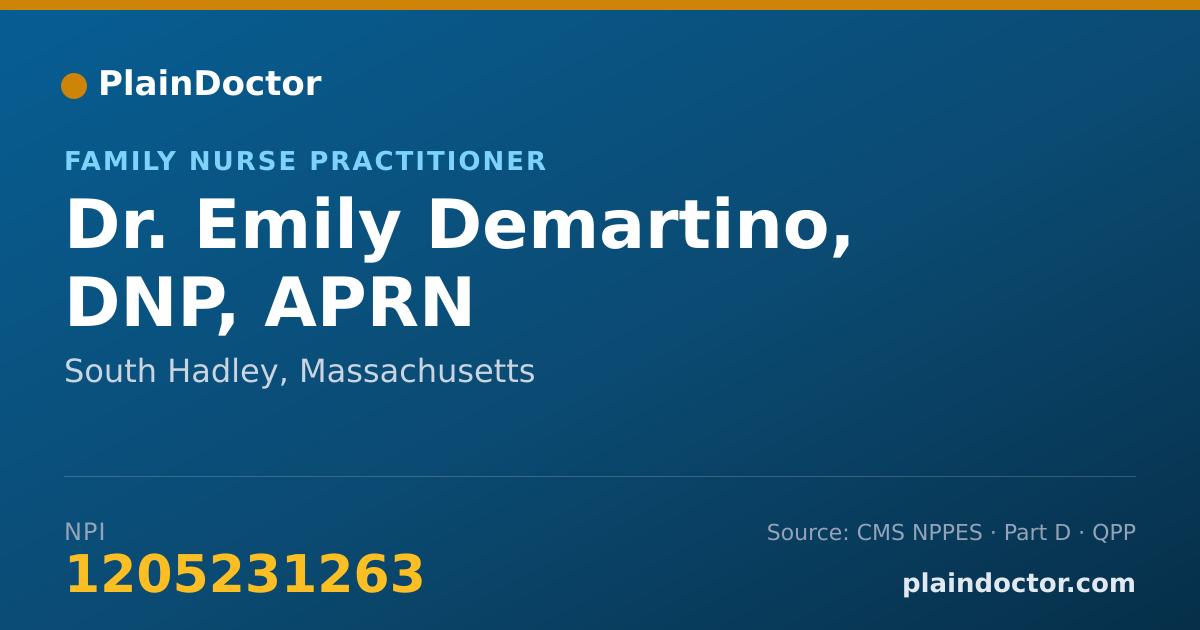 Shareable card for Emily Demartino, DNP, APRN - Family Nurse Practitioner, South Hadley, MA
