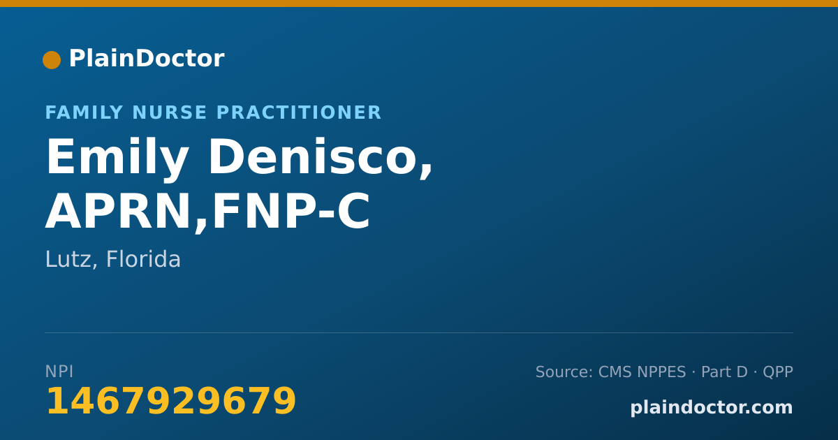 Shareable card for Emily Denisco, APRN,FNP-C - Family Nurse Practitioner, Lutz, FL