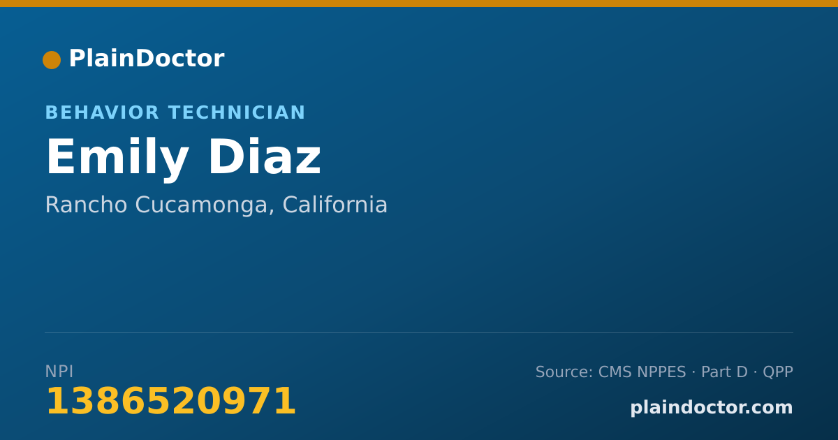 Shareable card for Emily Diaz - Behavior Technician, Rancho Cucamonga, CA