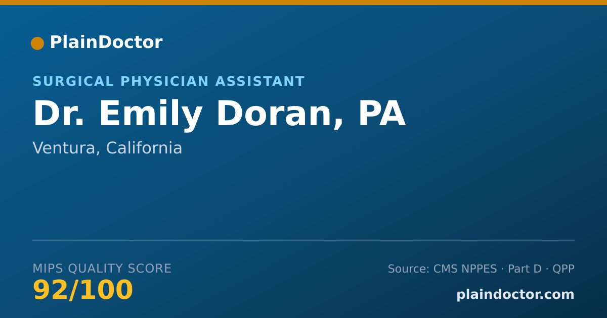 Shareable card for Emily Doran, PA - Surgical Physician Assistant, Ventura, CA