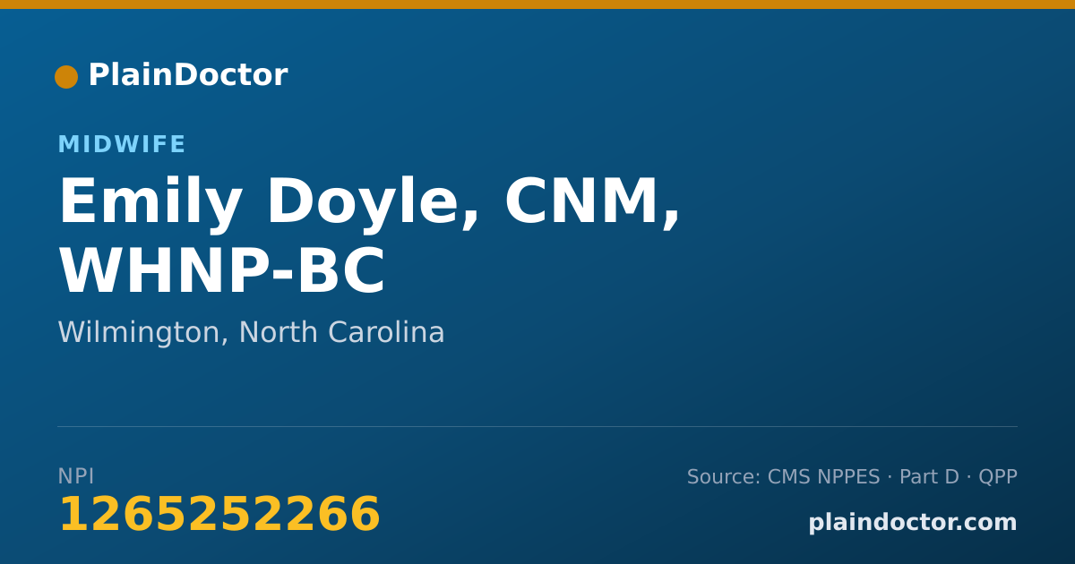 Shareable card for Emily Doyle, CNM, WHNP-BC - Midwife, Wilmington, NC