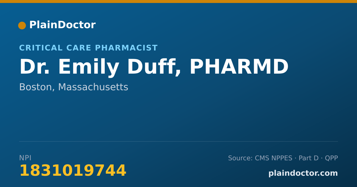 Shareable card for Emily Duff, PHARMD - Critical Care Pharmacist, Boston, MA